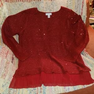 Women's sparkly red XL sweater/tunic NWOT